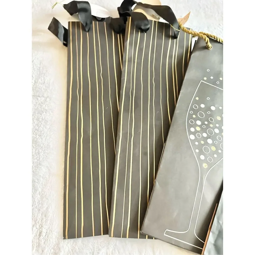 Set up for wine bottle gift bags - perfect for the holidays and New Year’s - bla
